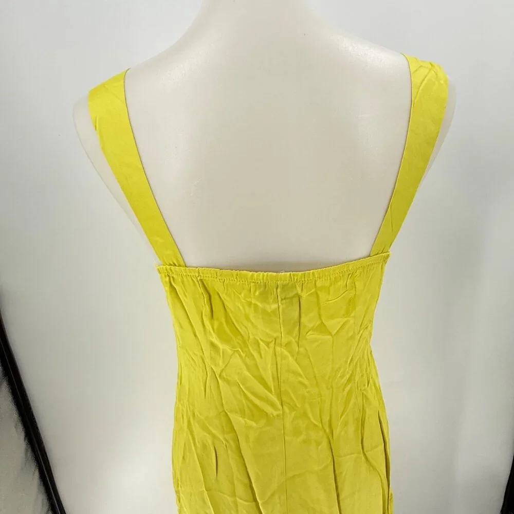 Topshop Lime Yellow Sleeveless Midi Dress With Lace Detail UK 12 / US 8 - Picture 10 of 13